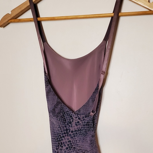 Mauve Purple, and Gray Snakeskin Print Silk Strappy Wrap y2k Tie Top - Picture 4 of 13